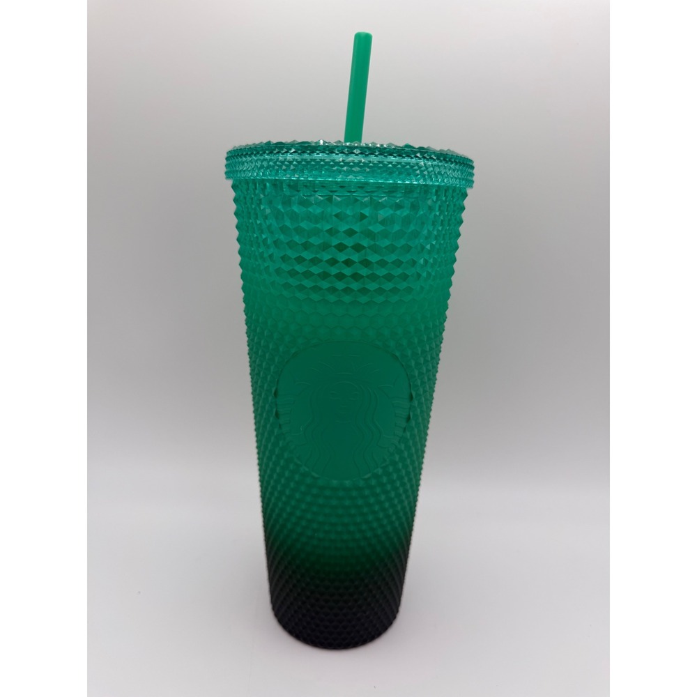 2021 Starbucks Green to Black Ombre‎ Studded Cold Tumbler 24oz NEW With Straw
